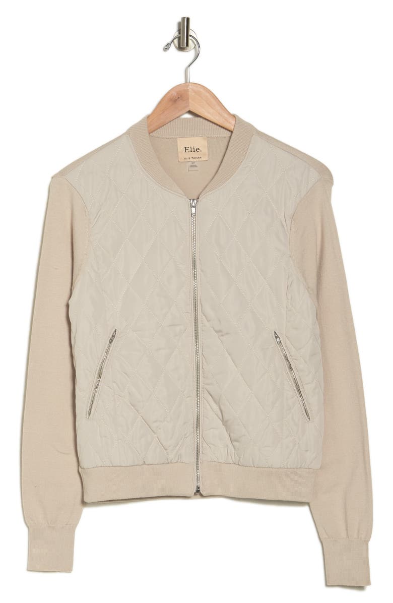 ELIE ELIE TAHARI Quilted Knit Bomber Jacket, Alternate, color, 