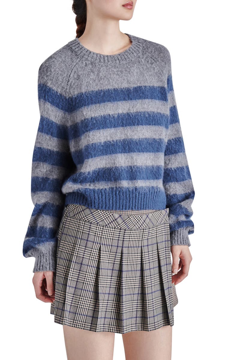 Steve Madden Lyon Stripe Oversize Sweater, Alternate, color, Navy