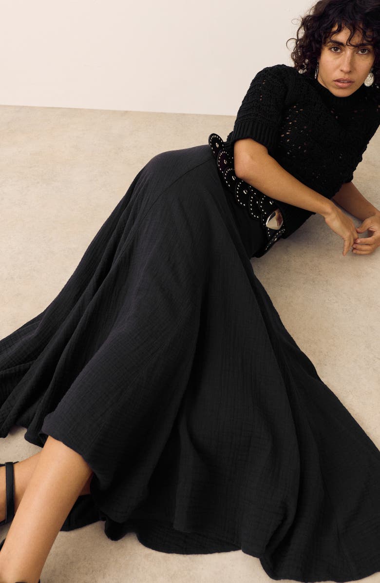 PER UNA BY M&S Cotton Maxi Skirt, Alternate, color, Black