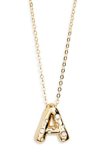 Eye Candy Los Angeles Leticia Cubic Zirconia Initial Pendant Necklace In Gold