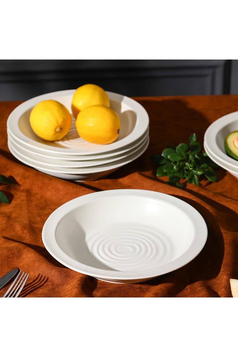 Orbit Stoneware 4-Piece Pasta Bowl Set, Alternate, color, White