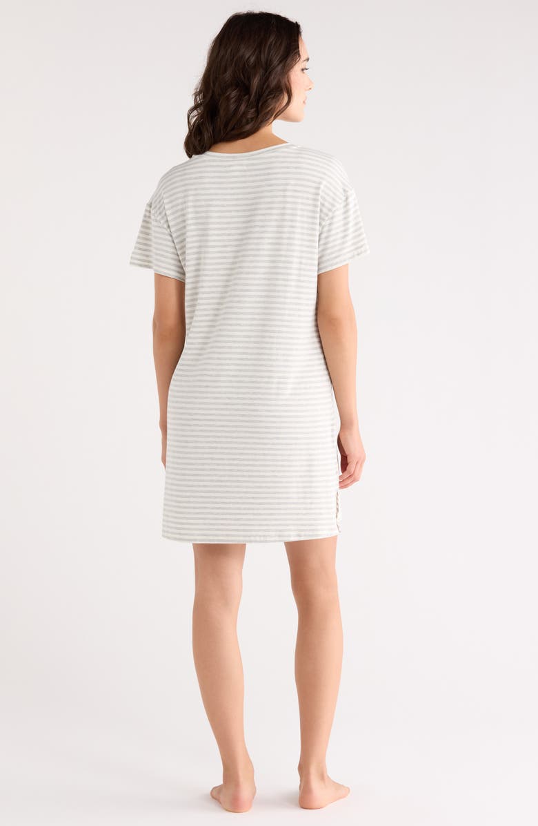 NORDSTROM RACK Tranquility Short Sleeve Nightshirt, Alternate, color, Grey Heather Even Stripe
