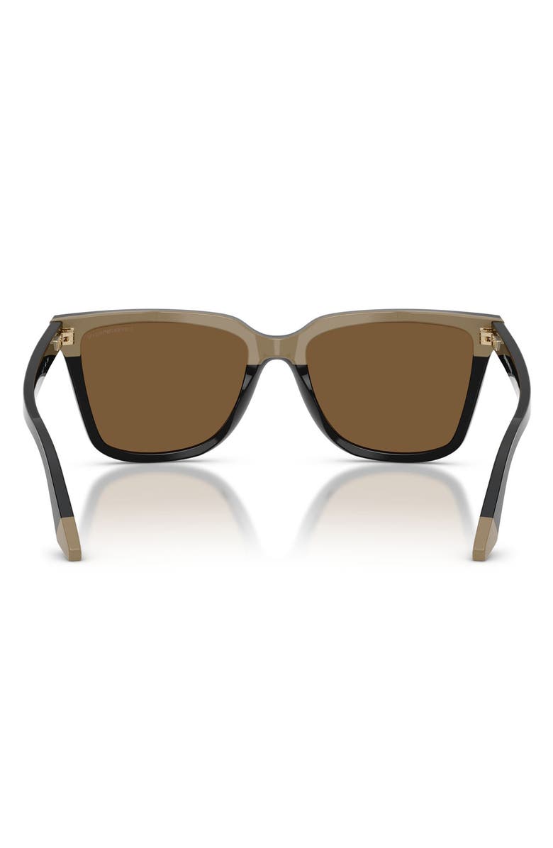 Emporio Armani 55mm Irregular Sunglasses, Alternate, color, Shiny Black/ Beige / Brown