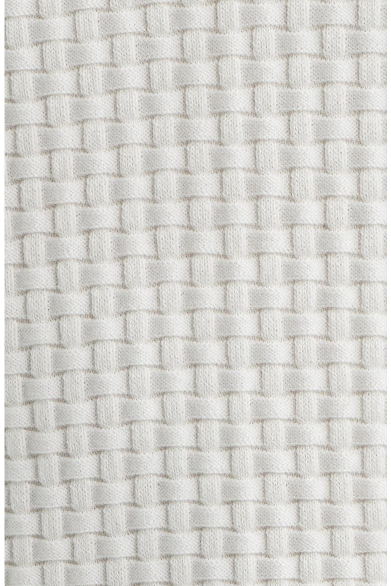 Basket Stitch Cotton Blend Polo Sweater, Alternate, color, WHITE