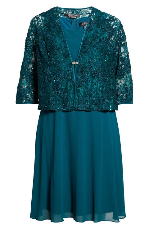 Sequin Lace Jacket & Sleeveless Dress Set