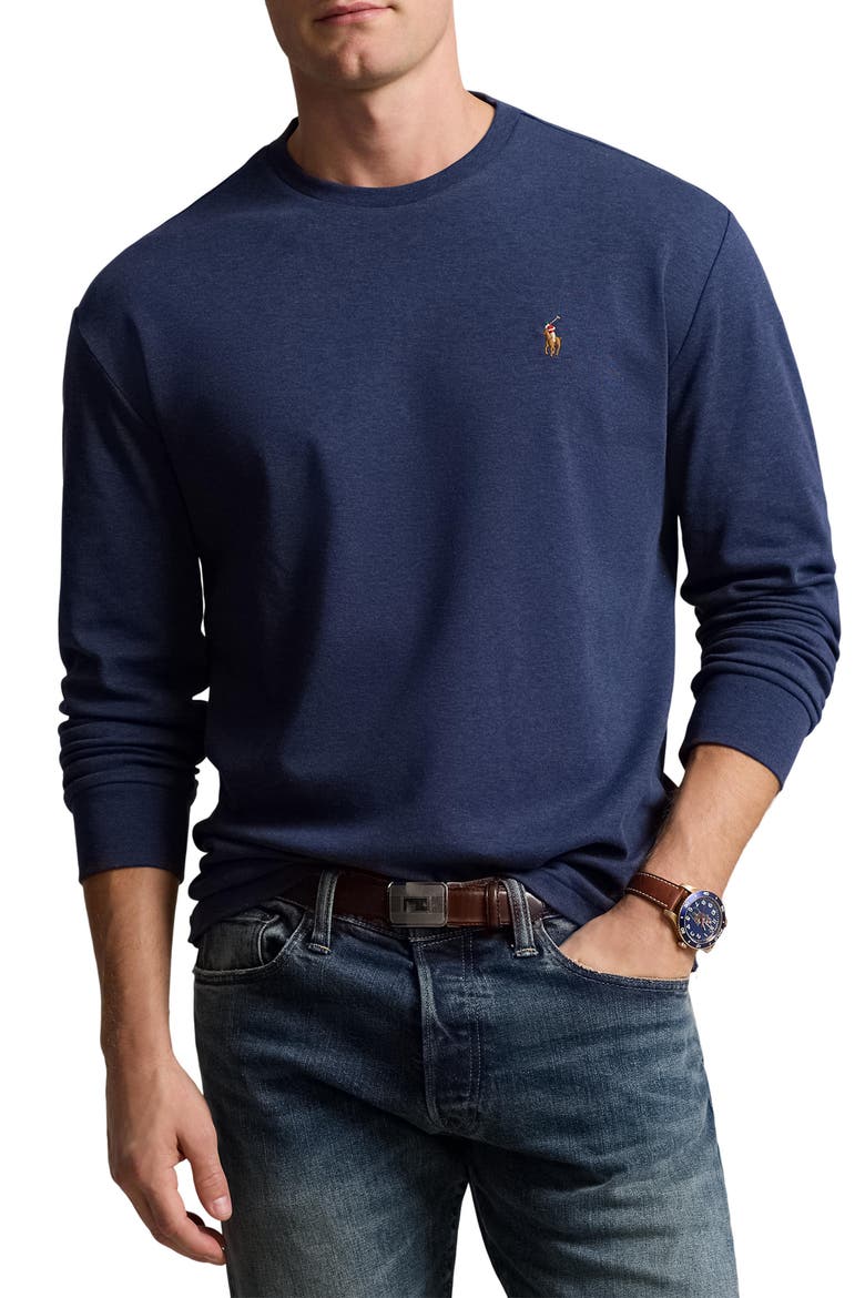 Classic Fit Long Sleeve Cotton T-Shirt, Main, color, REFINED NAVY