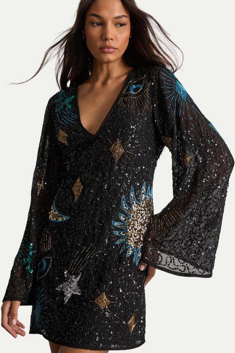 Celestial Sequin Embellished Mini Dress