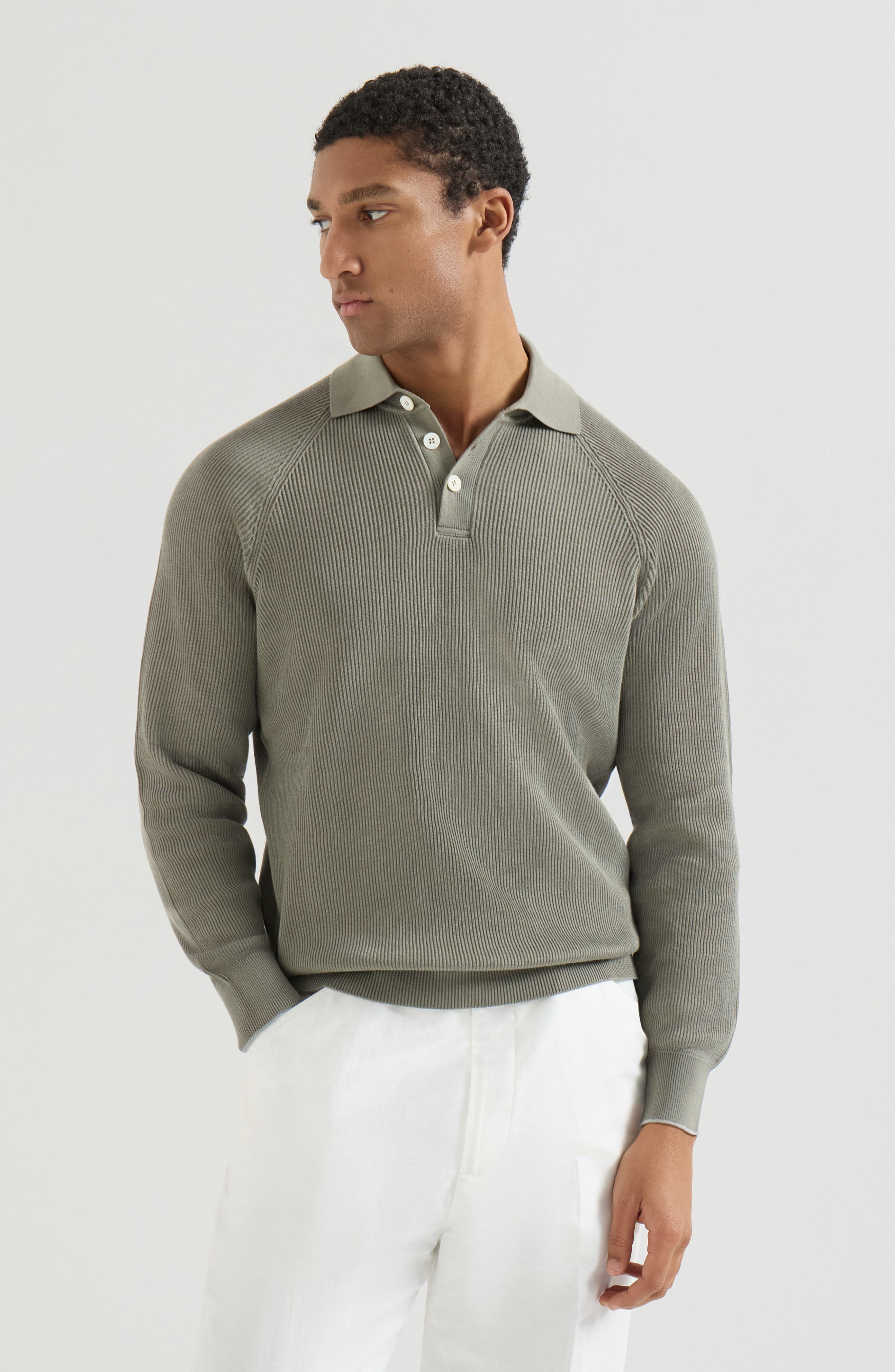 Rib knit polo - image 5