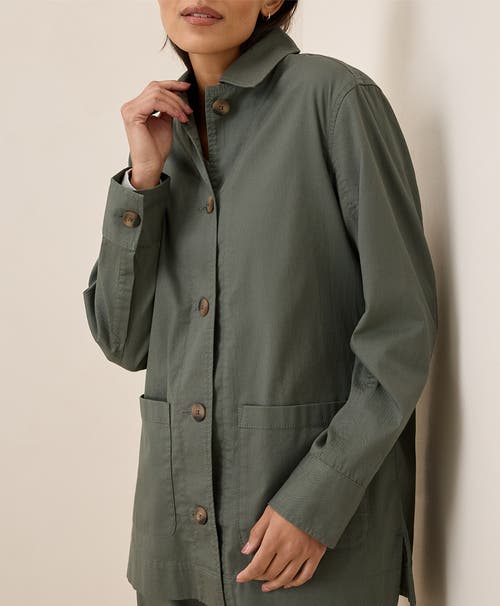 Pact Organic Cotton Daily Twill Oversized Lightweight Jacket In Castor Grey