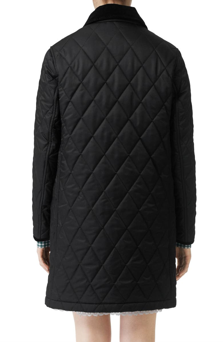 Burberry Dereham Monogram Logo Quilted Coat, Alternate, color, 