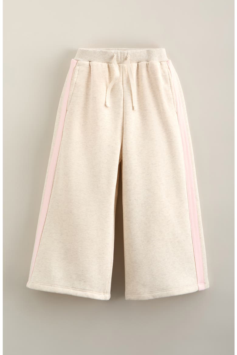 Kids' Side Panel Wide Leg Sweatpants, Main, color, BEIGE OAT HEATHER- PINK BALM