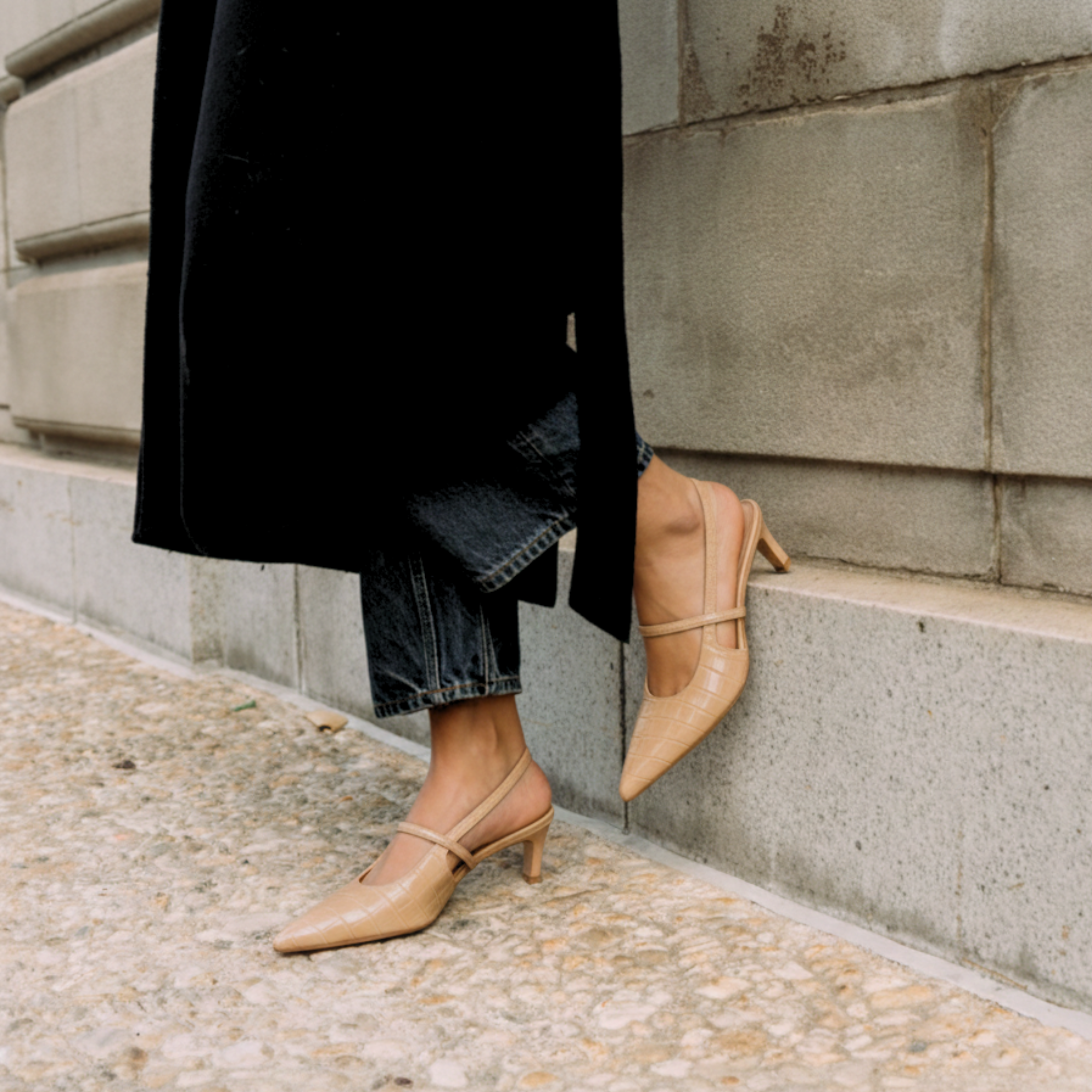 Connie Slingback Leather Heels, Alternate, color, Beige