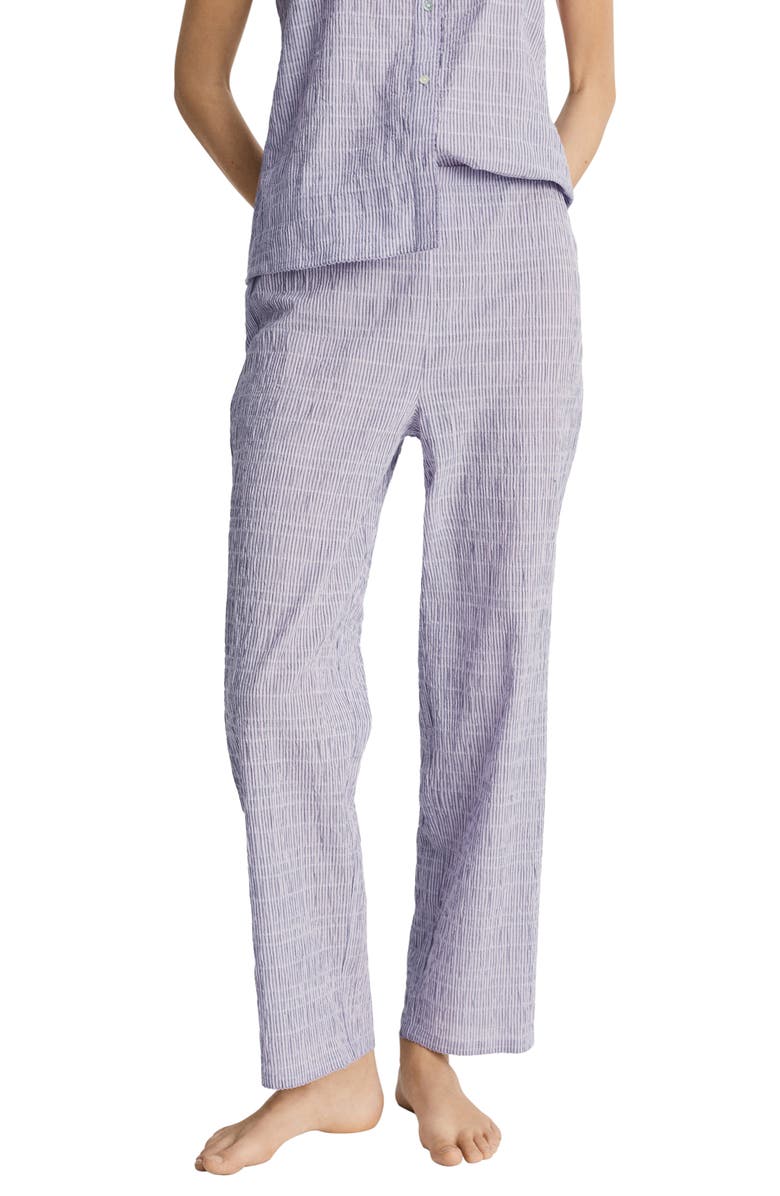 MANGO Stripe Stretch Cotton Pajama Pants, Main, color, Lilac