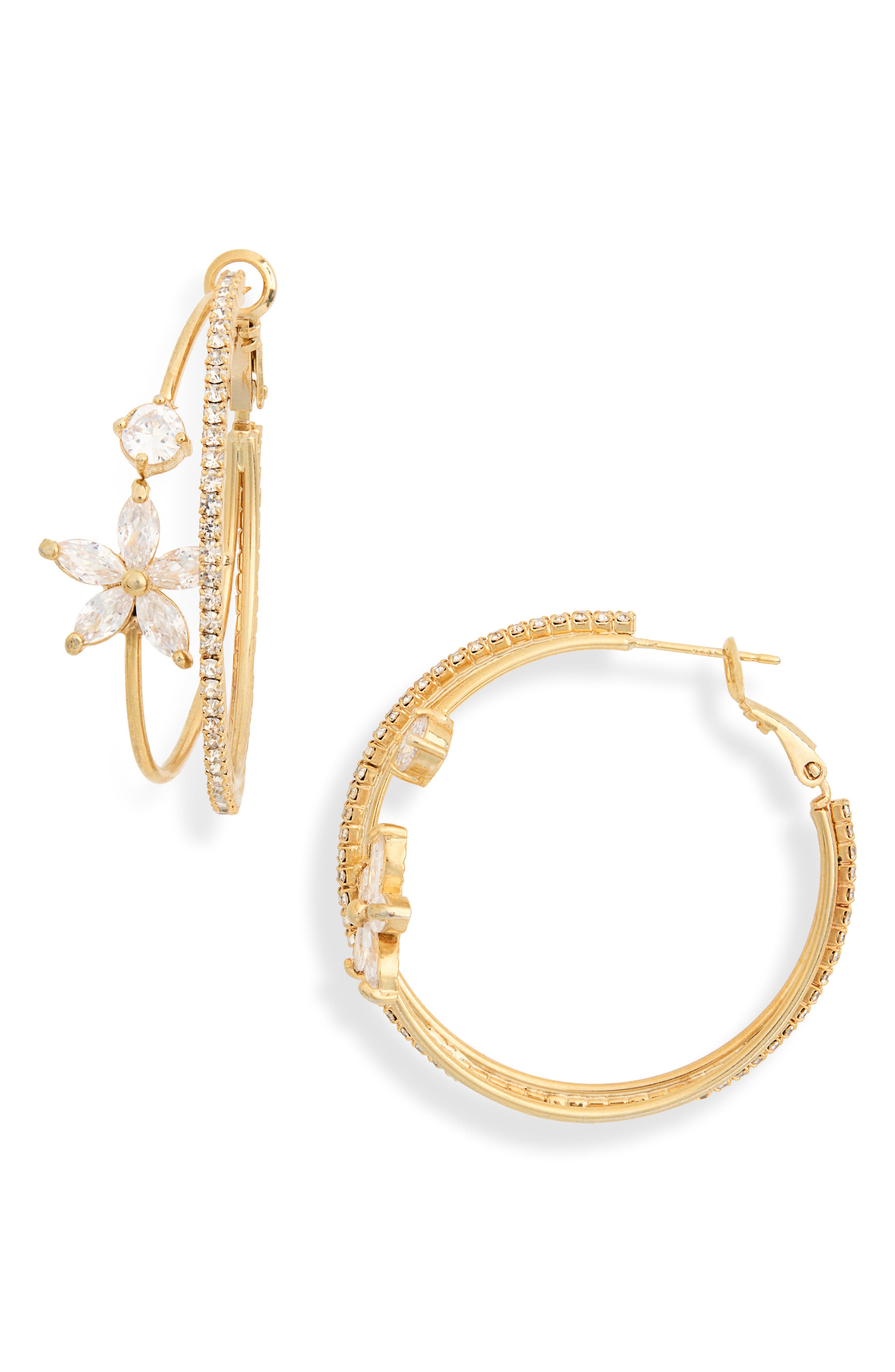 EYE CANDY LOS ANGELES Eliza Cubic Zirconia Flower Drop Earrings