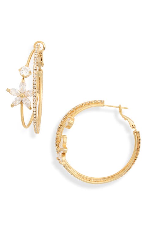 Eliza Cubic Zirconia Flower Drop Earrings