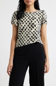 AK ANNE KLEIN Print Tulip Sleeve Top