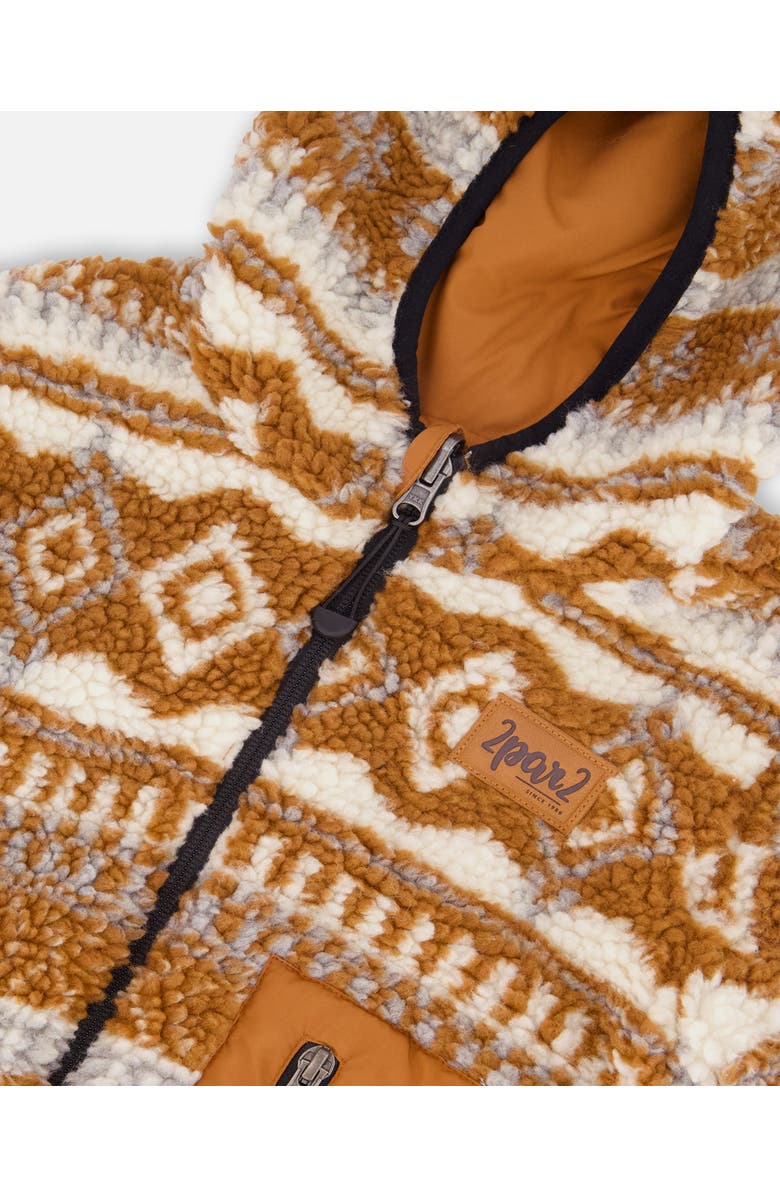 Deux par Deux Gender Inclusive Reversible Mid-Season Jacket Geo Print, Alternate, color, Brown Pecan