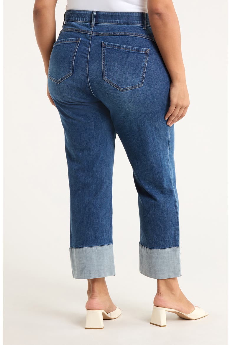 Round-Up High Waist Cuffed Boyfriend Jeans, Alternate, color, BLUE