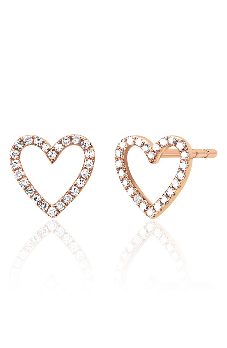 EF Collection Diamond Open Heart Stud Earrings, Main, color,