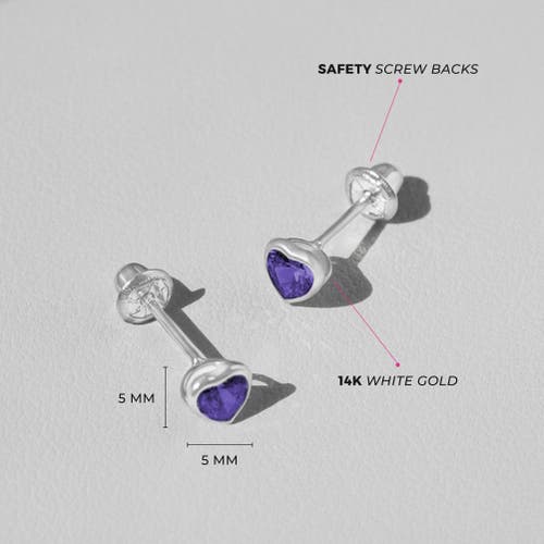 In Season Jewelry 14k Heart Bezel Cubic Zirconia Earrings In Purple
