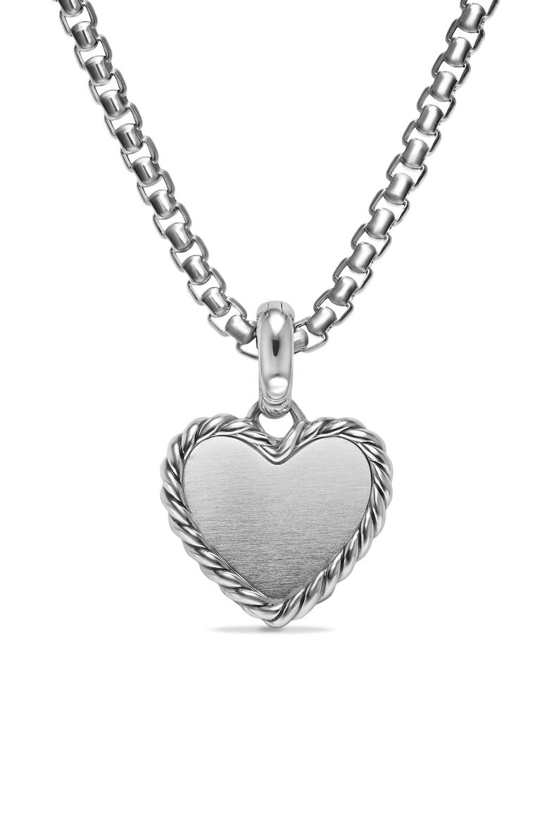Cable Pavé Heart Amulet in Sterling Silver with Diamonds, Alternate, color, SILVER PAVE