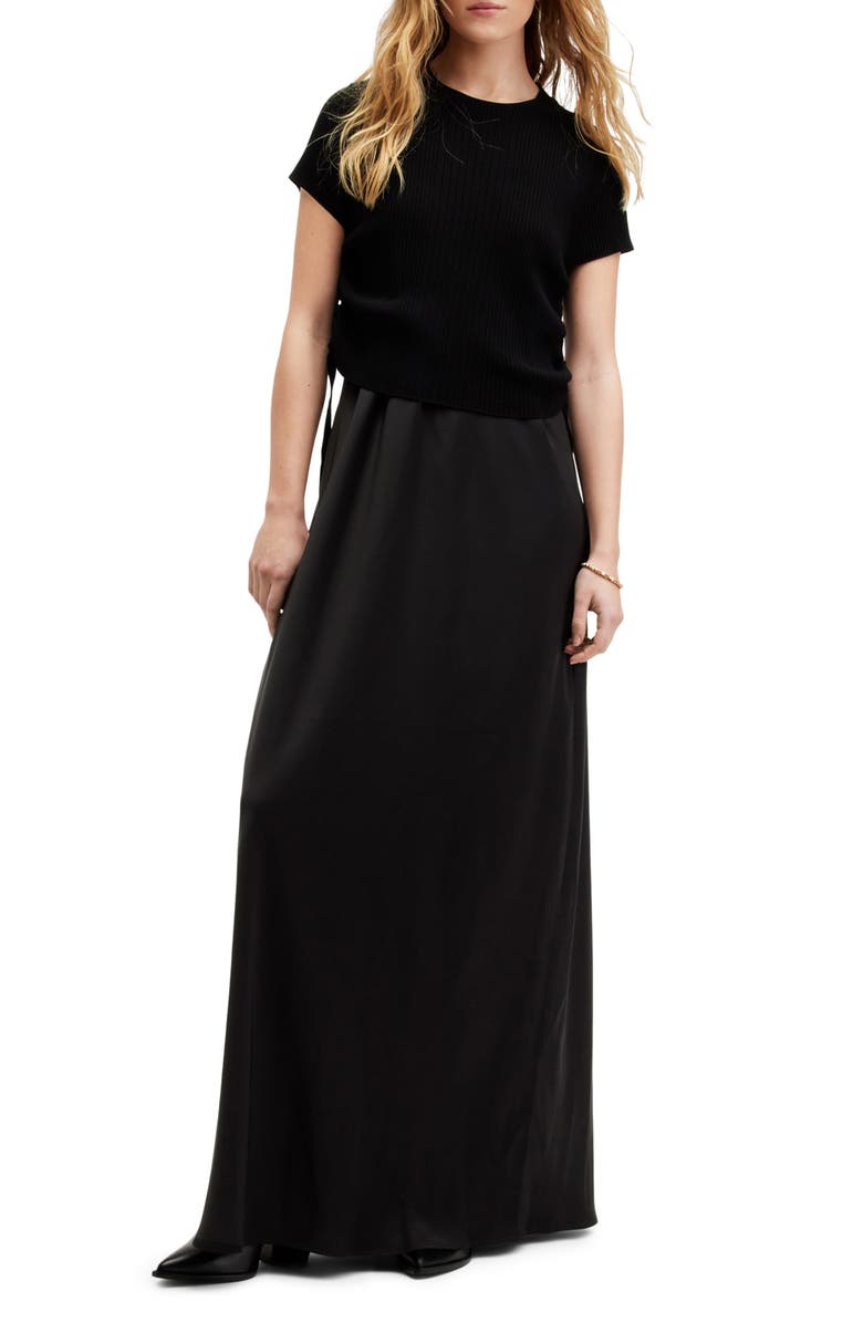 AllSaints Hayes Slipdress & Short Sleeve Sweater, Main, color, 