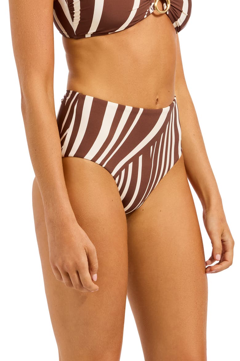 High Waist Swim Bottoms, Alternate, color, COCOA
