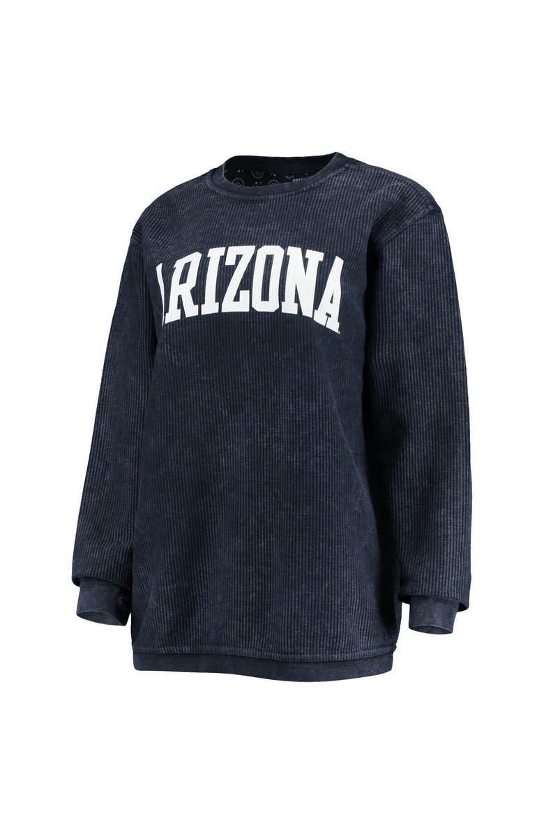 PRESSBOX Women's Pressbox Navy Arizona Wildcats Comfy Cord Vintage Wash Basic Arch Pullover Sweatshirt, Alternate, color, 