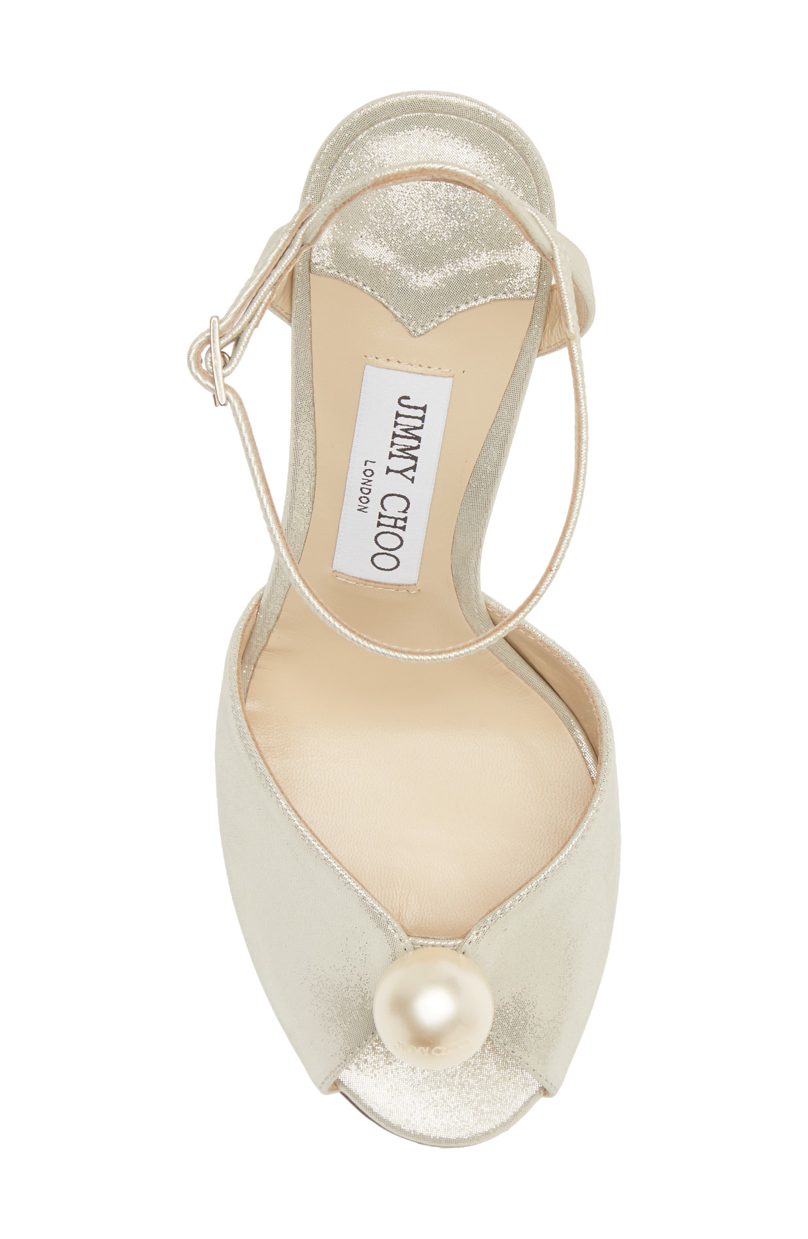 Jimmy Choo Sacaria Imitation Pearl Embellished Ankle Strap Sandal, Alternate, color, 