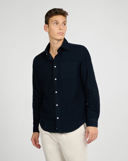 Onia Micro Cord Long Sleeve Button Down In Blue