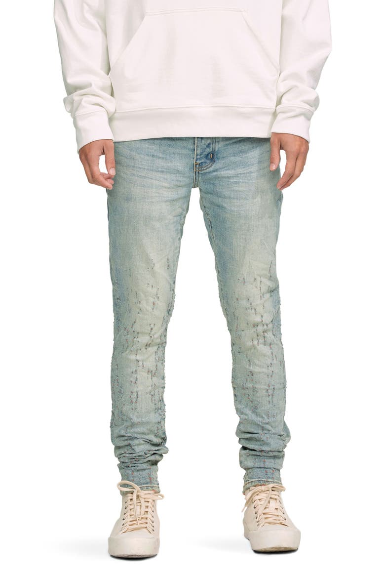 P001 Low Rise Skinny Jeans, Main, color, INDIGO COLOR WEFT BUCKSHOT