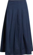 Caslon® Stretch Cotton Poplin Midi Skirt