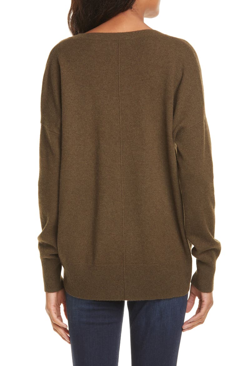 High/Low Cashmere Sweater, Alternate, color, OLIVE DARK HEATHER