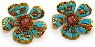 LA MENO Turquoise Flower Stud Earrings