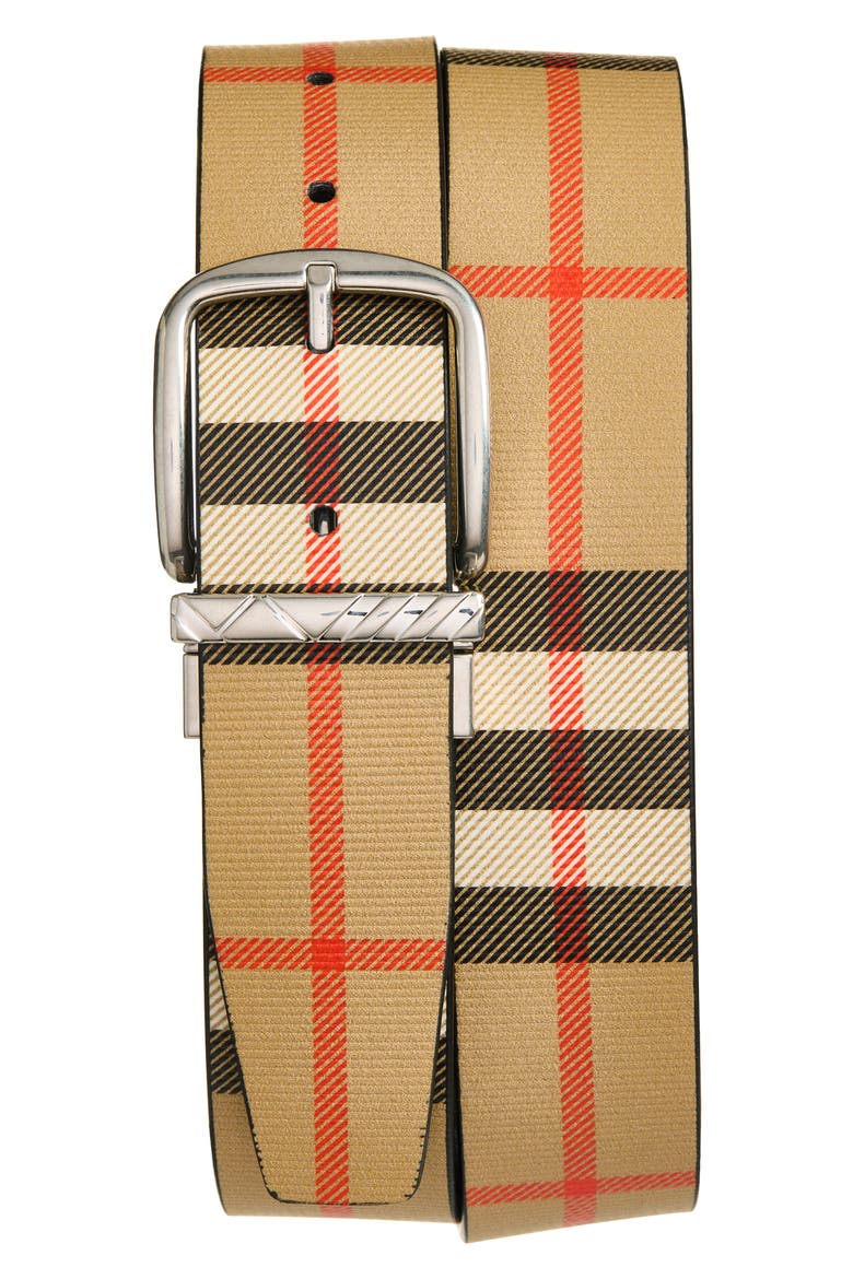 Engraved Buckle Reversible Belt, Main, color, BLACK/ CHARCOAL/ SILVER