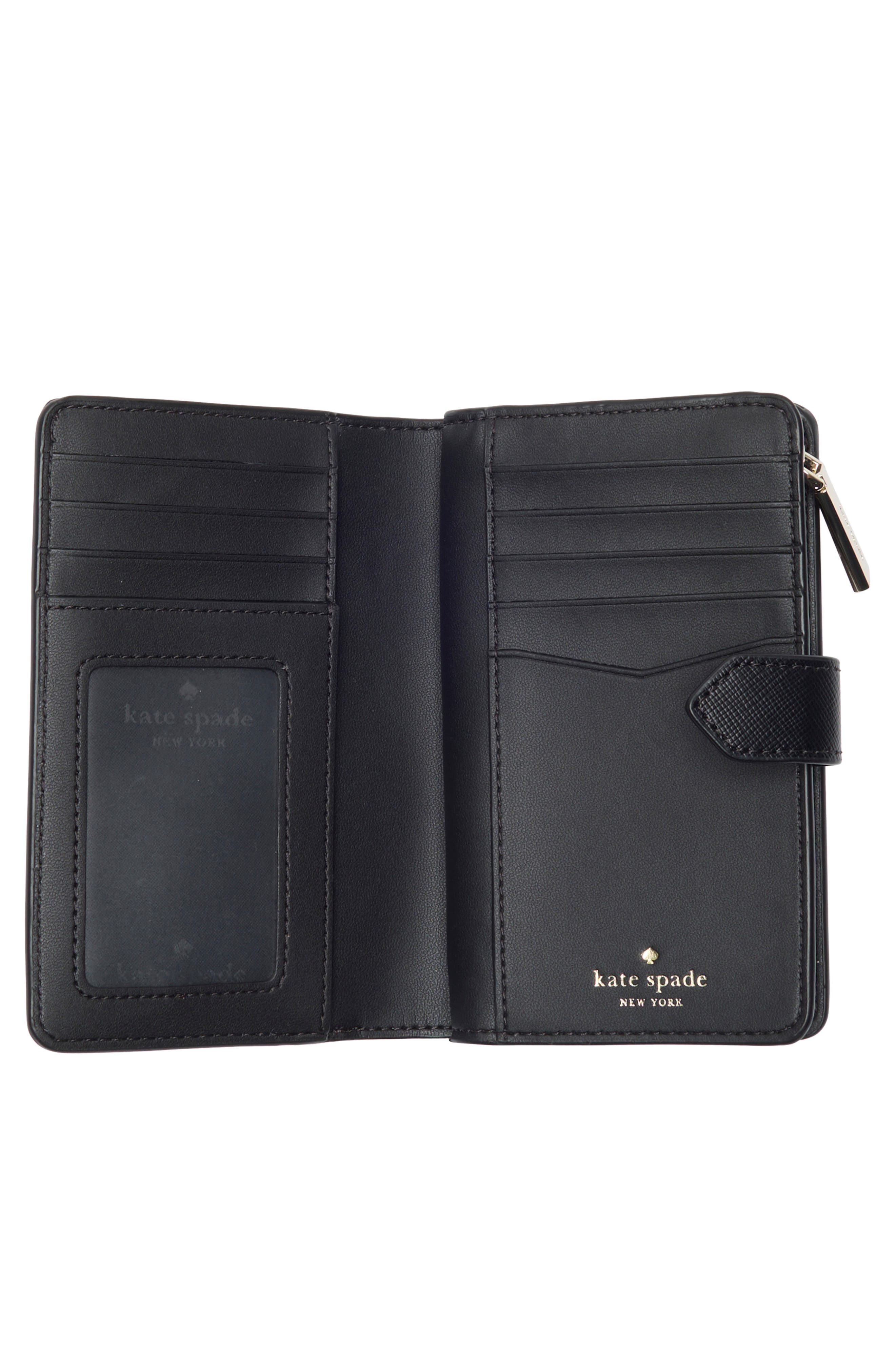 Kate Spade New York staci medium bifold leather wallet, Alternate, color, Black