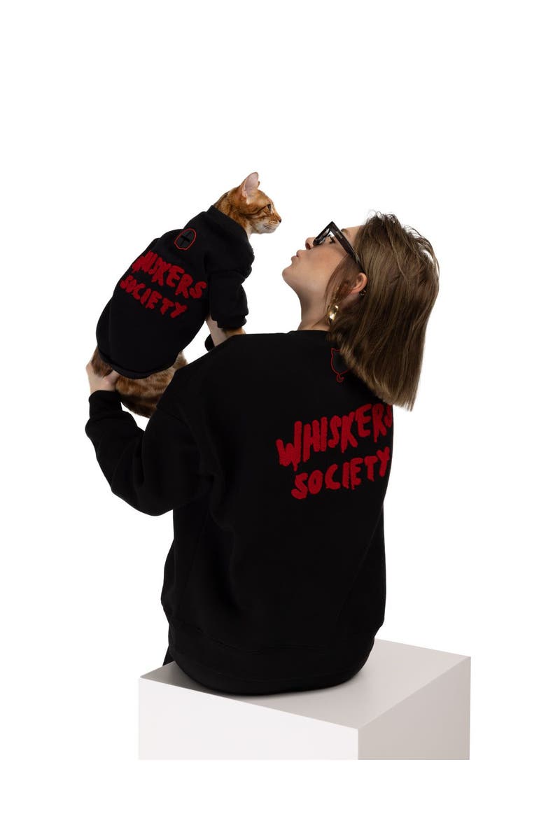 Moshiqa Whiskers Society Human Sweatshirt, Alternate, color, Black