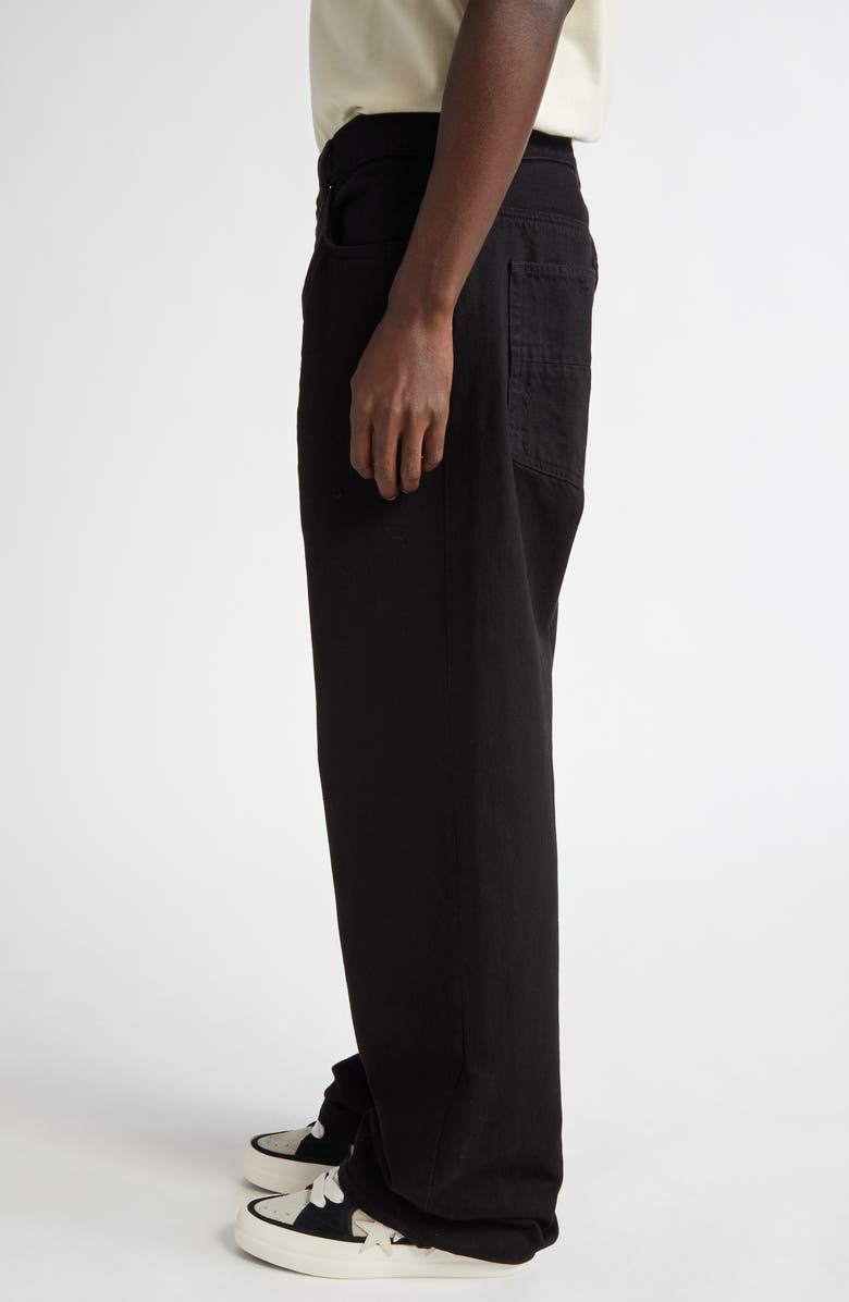 AMIRI Staggered Logo Nonstretch Denim Straight Leg Jeans, Alternate, color, Black Od