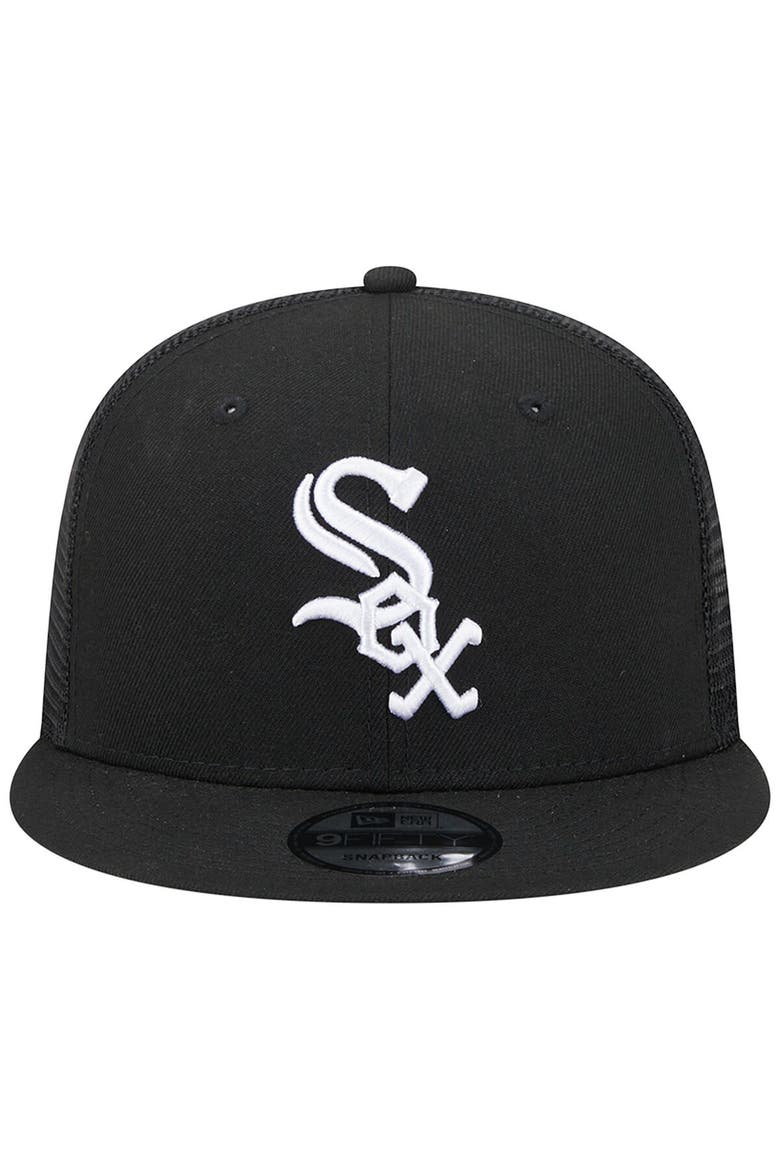 Men's New Era Black Chicago White Sox Team Color Trucker 9FIFTY Snapback Hat, Alternate, color, Black