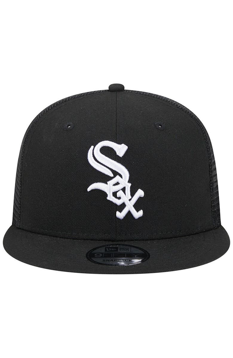 New Era Men's New Era Black Chicago White Sox Team Color Trucker 9FIFTY Snapback Hat, Alternate, color, Black