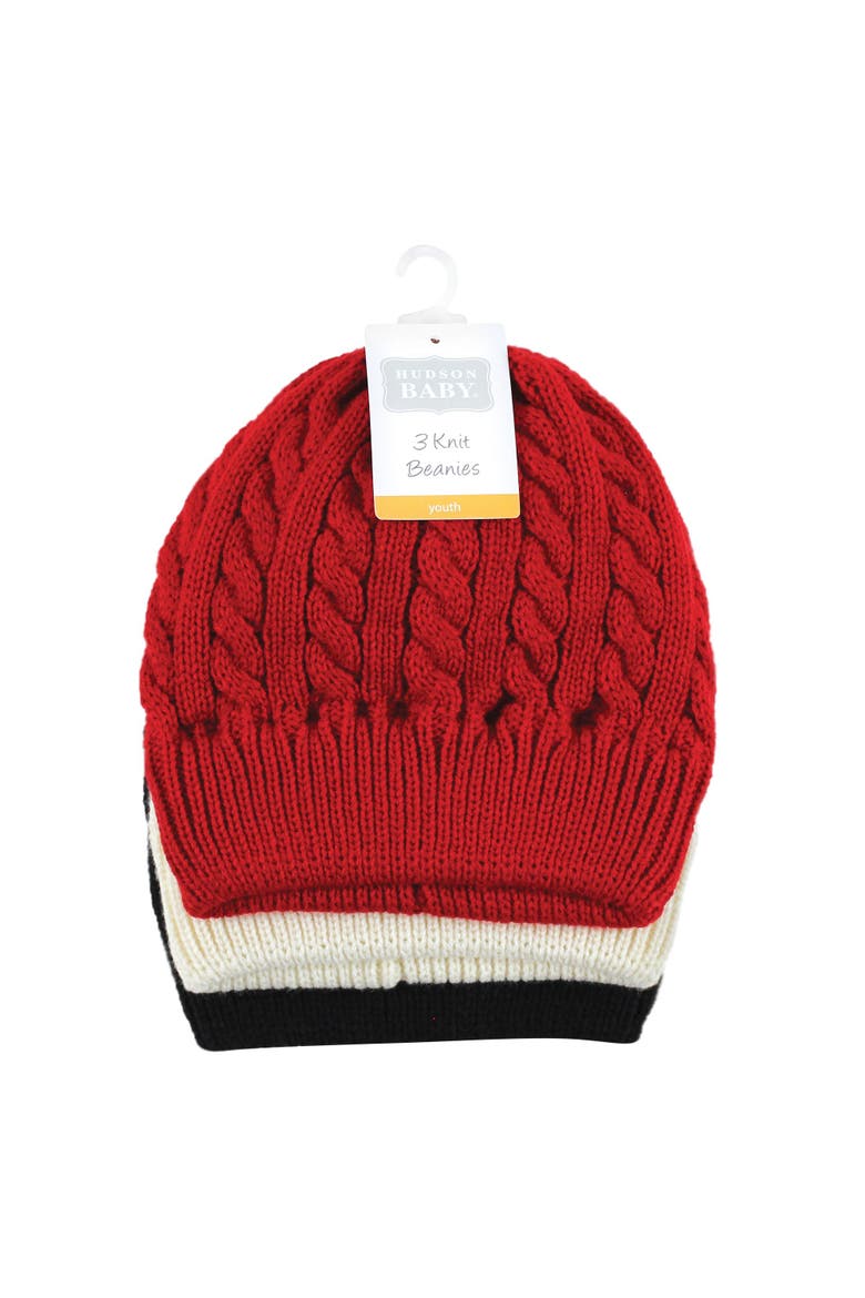 Triple Knit Hat Set, Alternate, color, Black Red