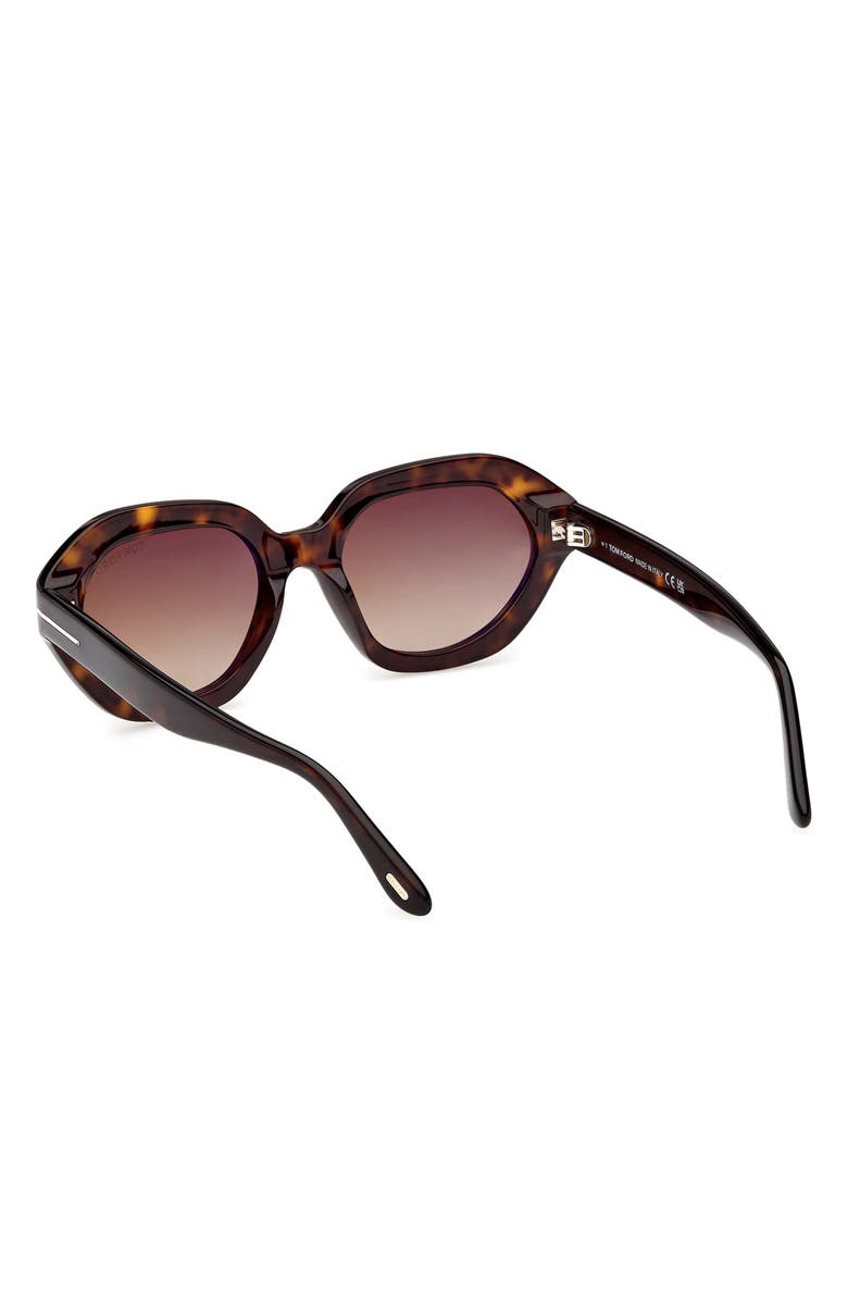 TOM FORD Meryl 53mm Gradient Geometric Sunglasses, Alternate, color, Dark Havana / Brown