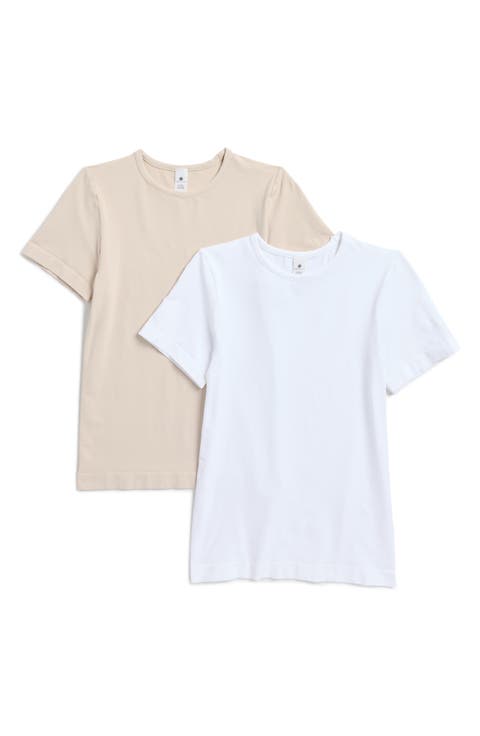 YOGALICIOUS 2枚セットTシャツ S ベージュ・ホワイト Women's YOGALICIOUS Tops | Nordstrom Rack