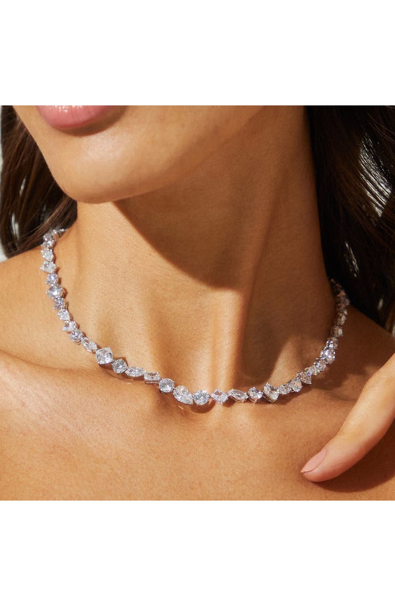 Nadri Large Cubic Zirconia Choker Necklace, Alternate, color, Rhodium