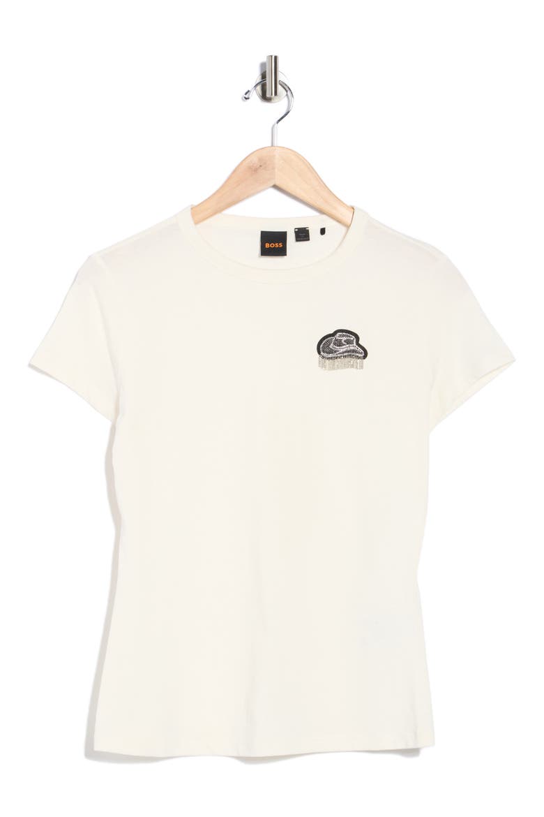 Rhinestone Embellished Short Sleeve T-Shirt, Alternate, color, OPEN WHT