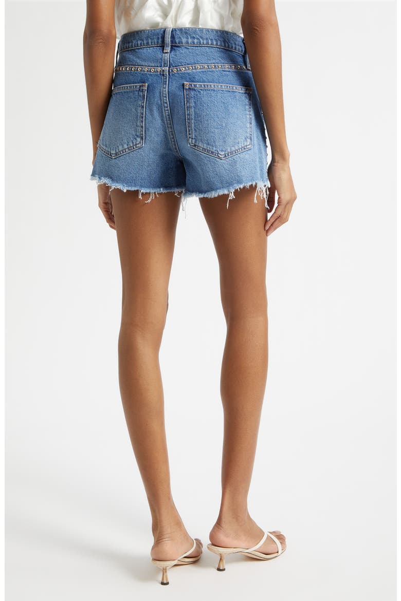 Bria Studded Denim Cutoff Shorts, Alternate, color, FADED BLUE WASH