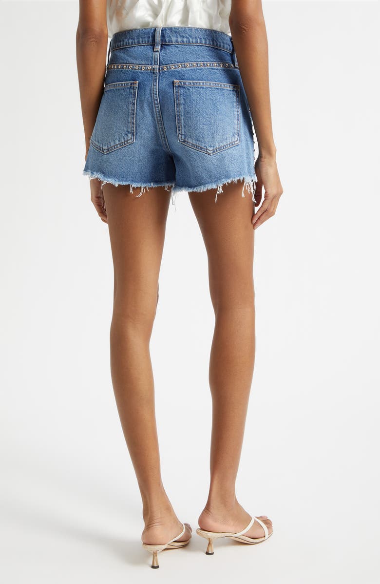 Ramy Brook Bria Studded Denim Cutoff Shorts, Alternate, color, Faded Blue Wash