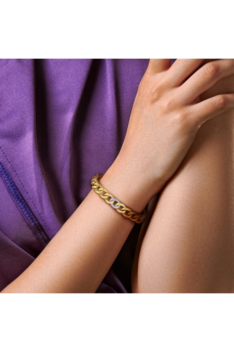 Diamond Cuban Link Bracelet 14k Two-Tone, Alternate, color, 14k Gold