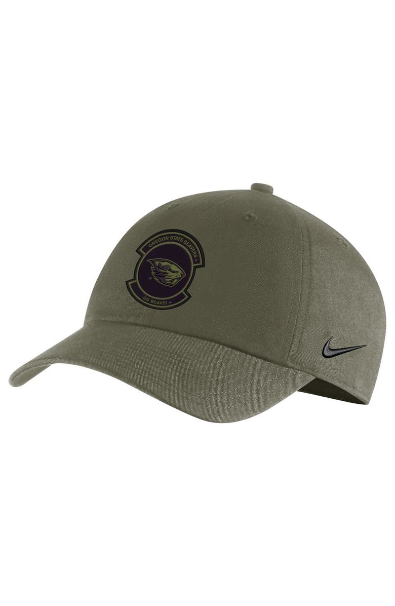 Nike Men's Nike Olive Oregon State Beavers Military Pack Heritage86 Adjustable Hat, Main, color, 