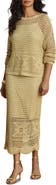 Lauren Ralph Lauren Astound Pointelle Knit Linen Blend Midi Skirt